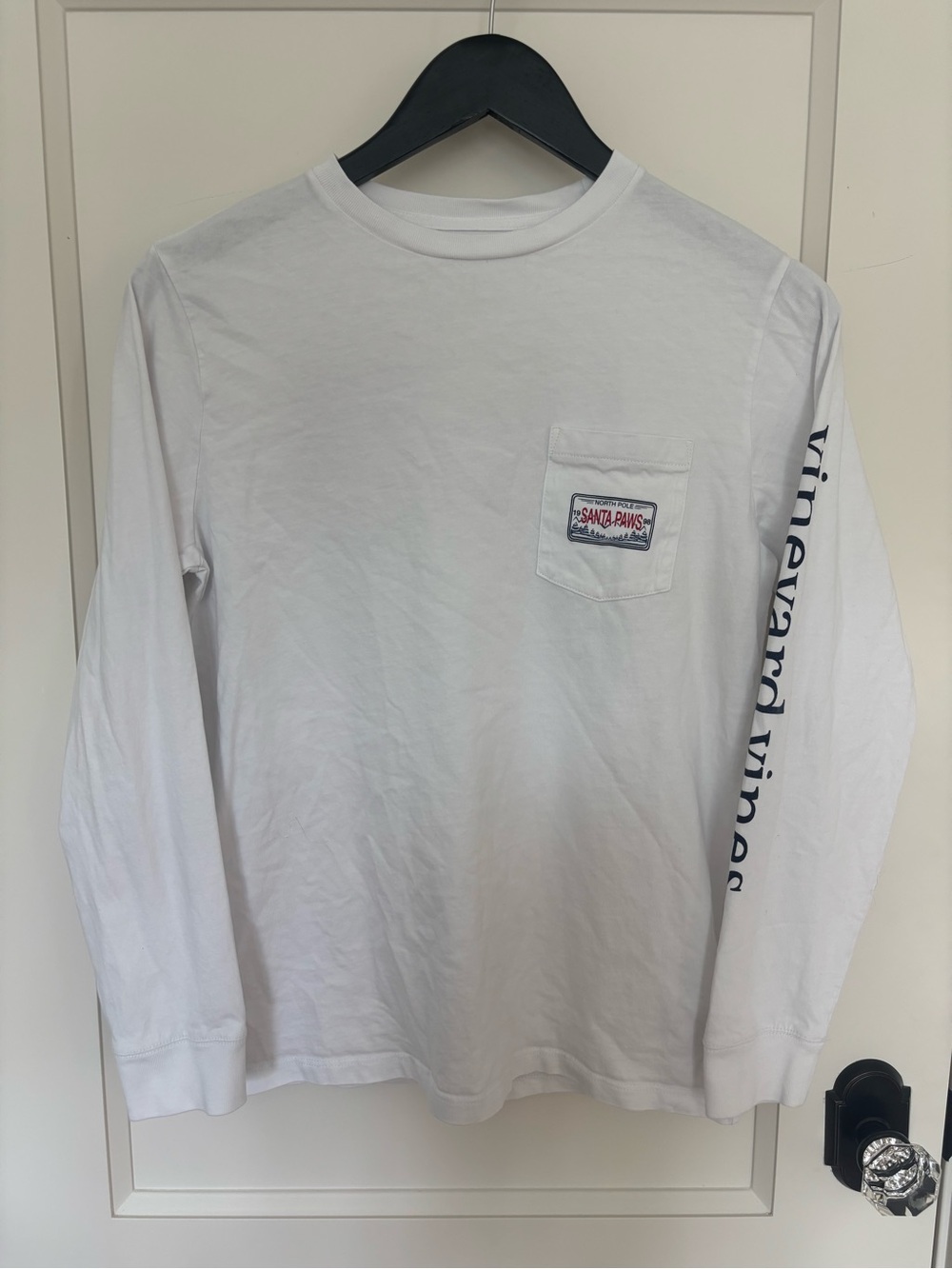 Boys Vineyard Vines White Long-Sleeve Graphic Pocket Tee - Size Large